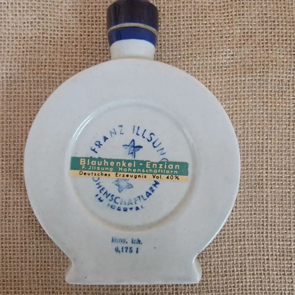 Vintage Hand Painted Deutsches Erzeugnis German Spirits Bottle w/cork and label